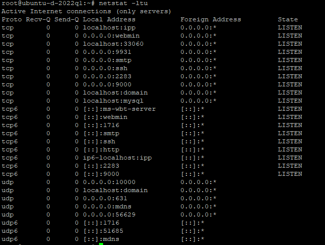 Example of netstat -ltu on Ubuntu Example of netstat -ltu on Ubuntu