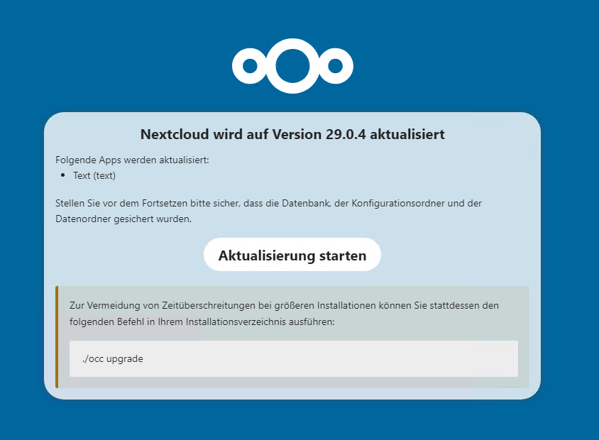 Start NextCloud update