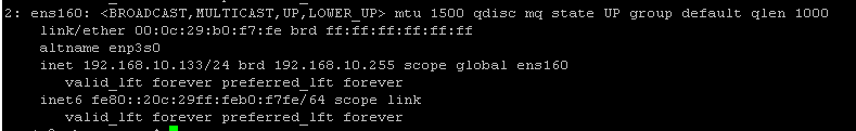 ip add output on Ubuntu