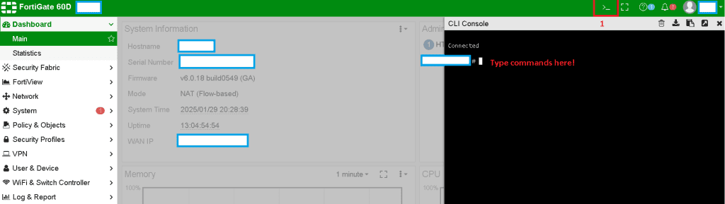 Open FortiGate CLI