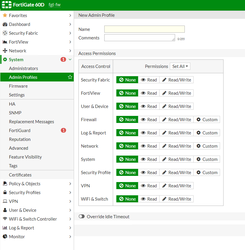 New Admin Profile