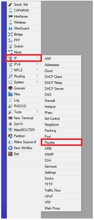 Navigated to IP > Routes