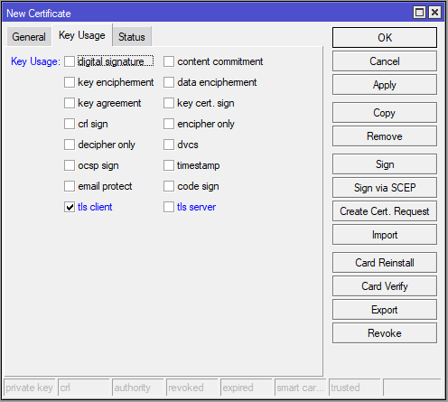 Client Certificate Settings