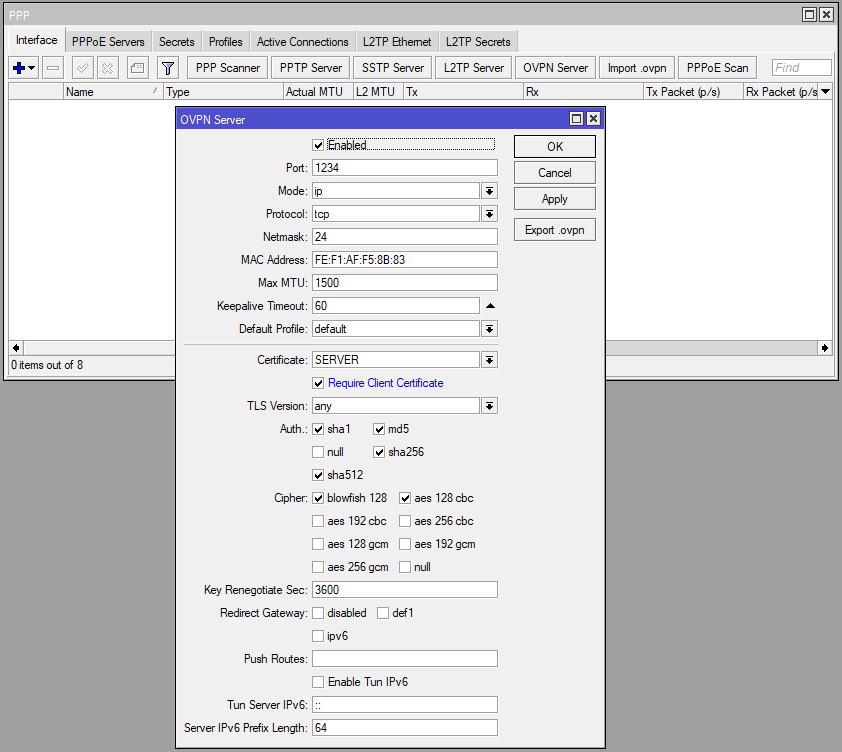 OpenVPN Server Settings