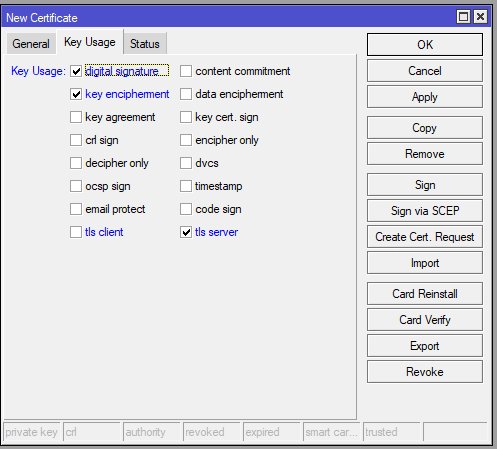Server Certificate Settings