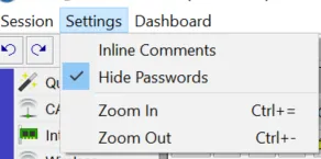WinBox Settings, Hide Passwords