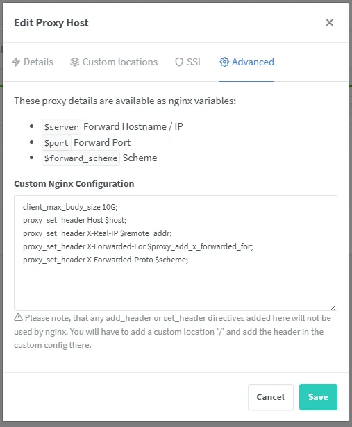 Advanced Configuration with Nginx Proxy Manager