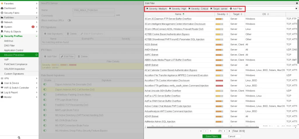 Select Values for IPS Filter