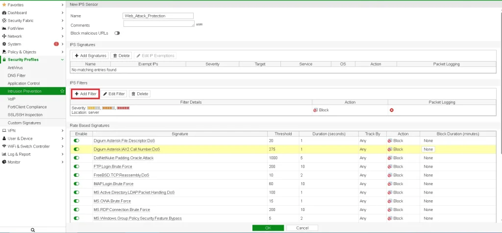 Create IPS Filter