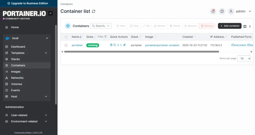 Container list